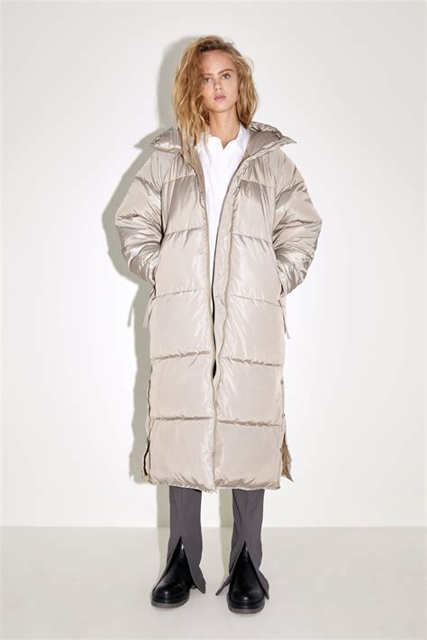 zara ladies long puffer coats.